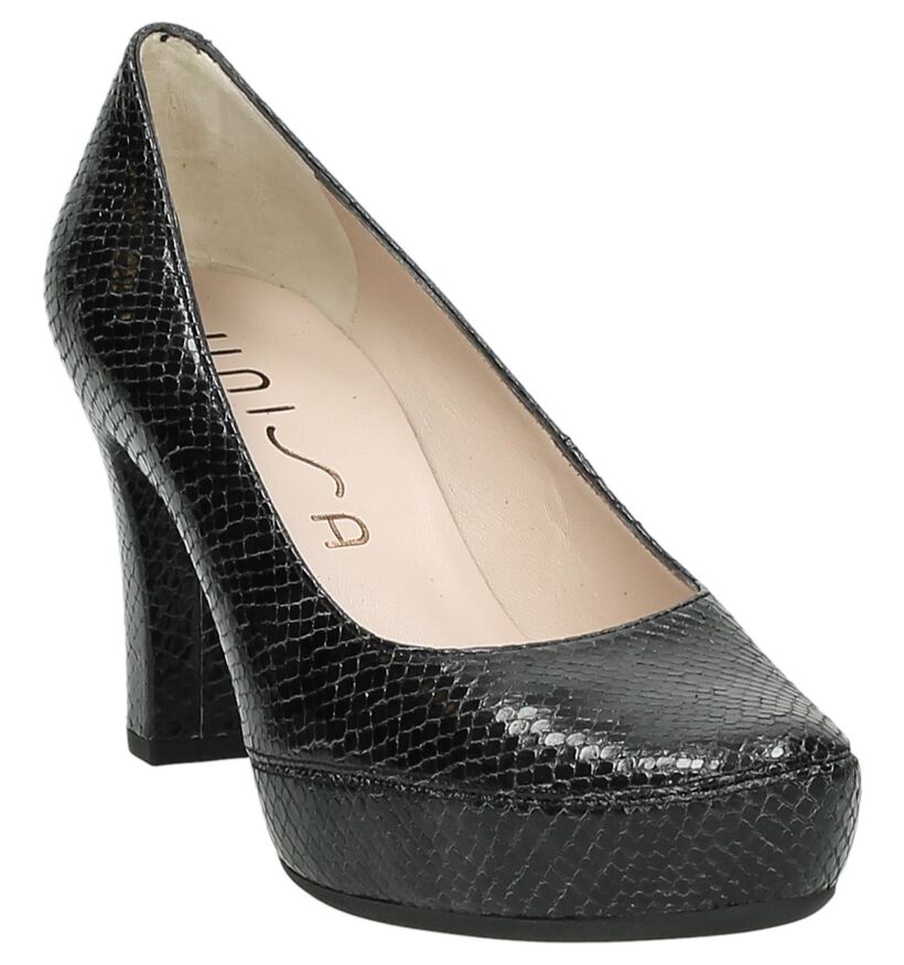 Zwarte Unisa Pumps met Slangenprint,  Zwarte Unisa Pumps met Slangenprint, , pdp