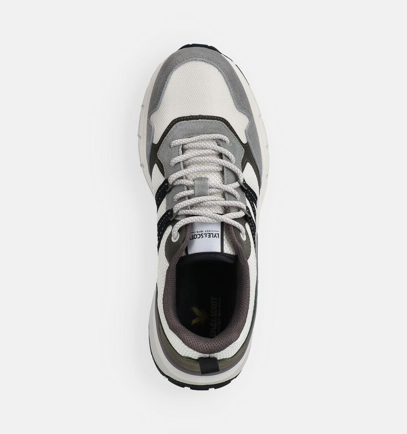 Lyle & Scott Lennox Baskets basses en Ecru/Gris pour hommes (369043) - pour semelles orthop&eacute;diques