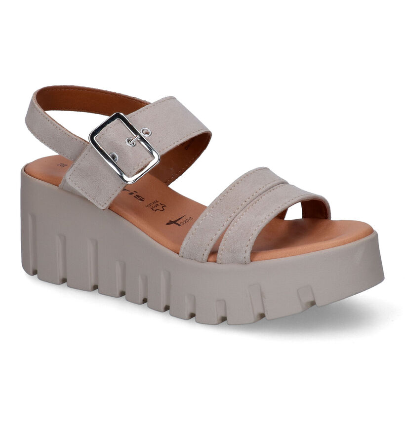 Tamaris Touch it Taupe Sandalen in nubuck (307614)