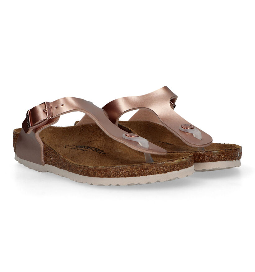 Birkenstock Gizeh Tongs en Or Rose pour filles (322472)