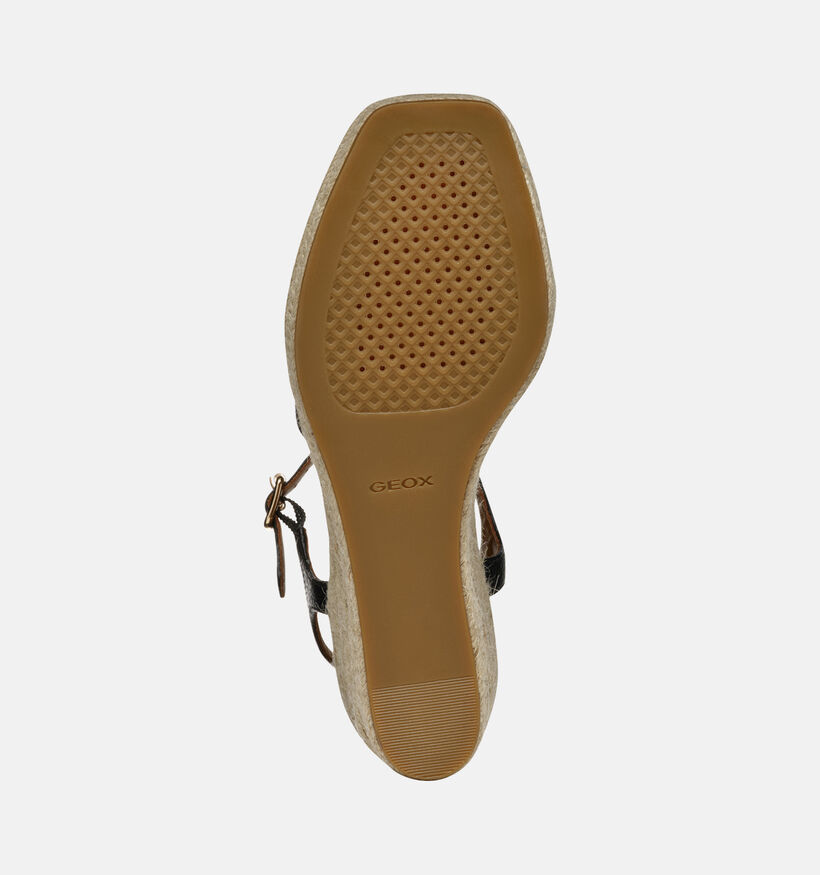 Geox Panarea Sandales avec talon compensé en Noir pour femmes (353778)