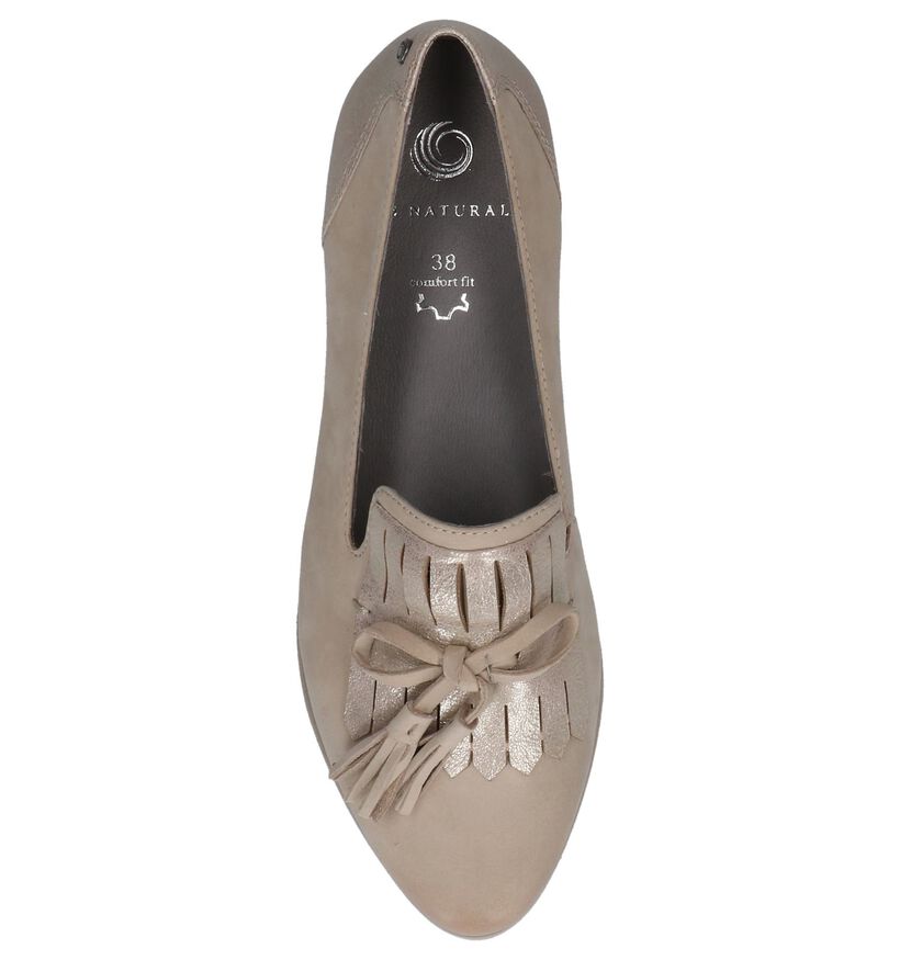 Taupe Loafers Be Natural met Kiltie in leer (214039)