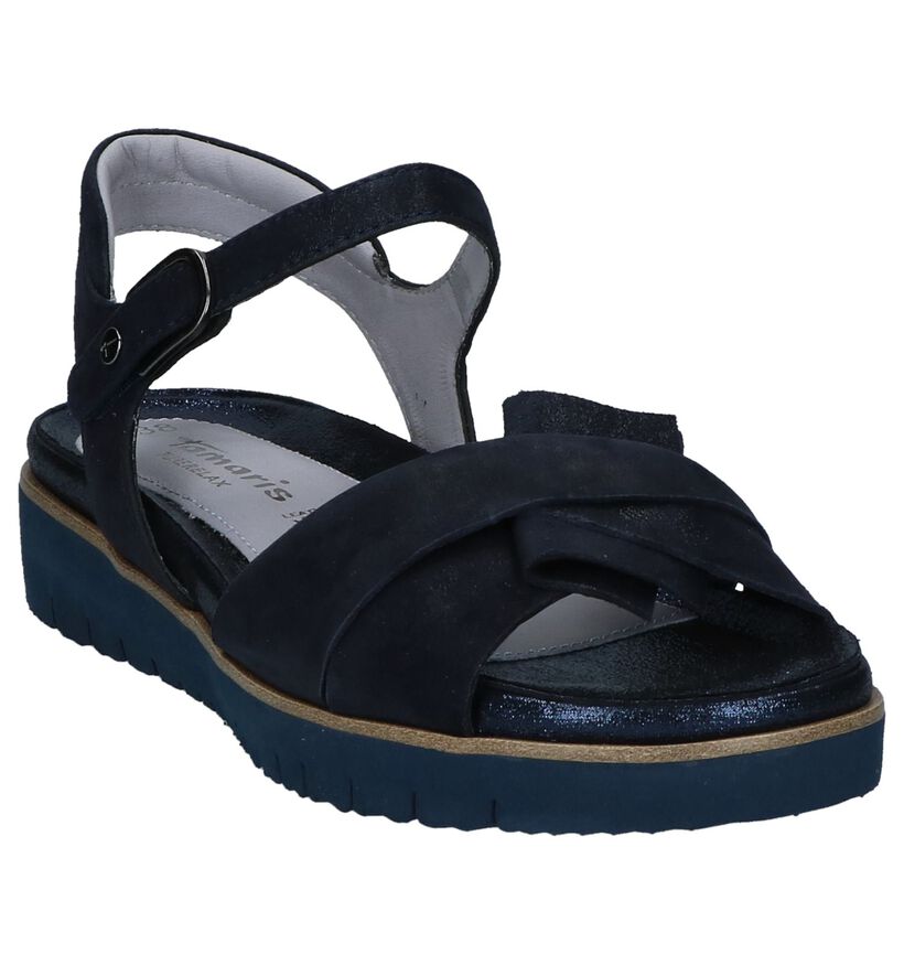 Donkerblauwe Sandalen Tamaris Pure Relax in nubuck (244141)