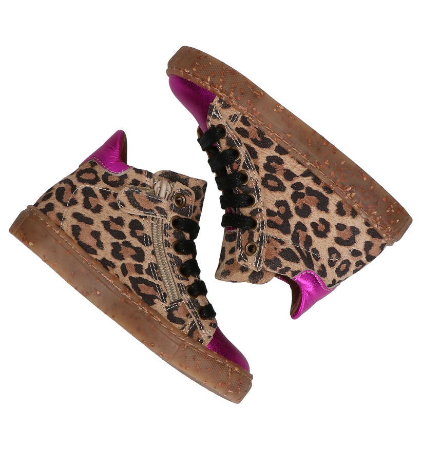 Milo & Mila Gora Bruin/Paarse Hoge Schoenen in nubuck (281060)