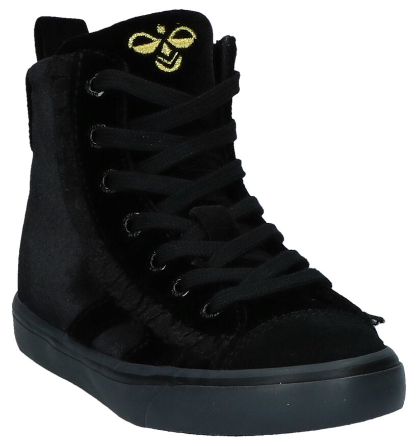 Zwarte Velours Hoge Sneakers Hummel, Zwart, pdp