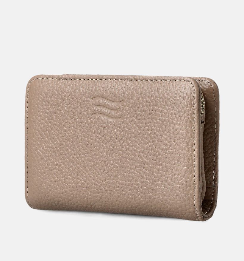 Crinkles Porte-monnaie zippé en Taupe pour femmes (358083)