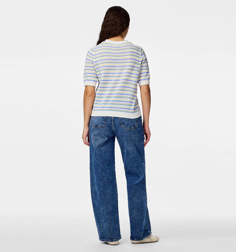Pieces Diana Stripe Witte/Blauwe Gestreepte Trui voor dames (367081)