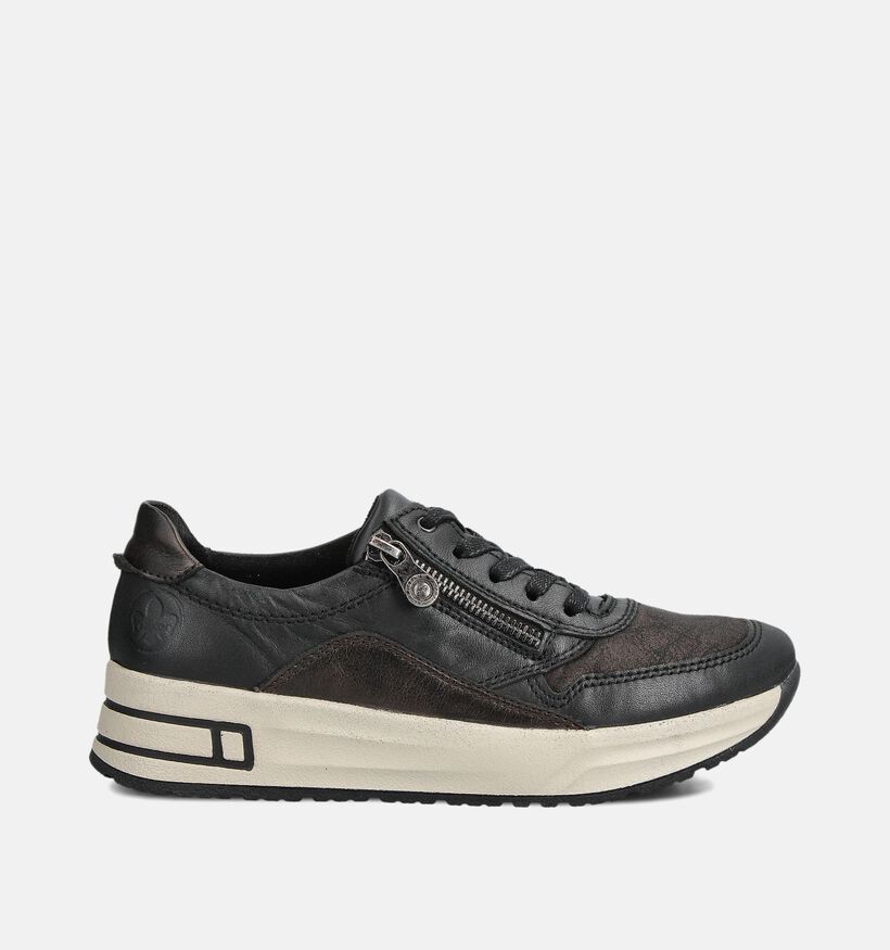 Rieker Zwarte Sneakers met Veter en Rits voor dames (360473) - geschikt voor steunzolen