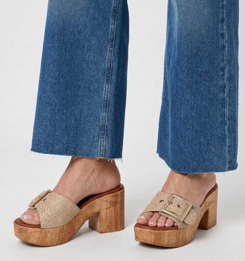 Tamaris Beige Slippers met Blokhak voor dames (373607)