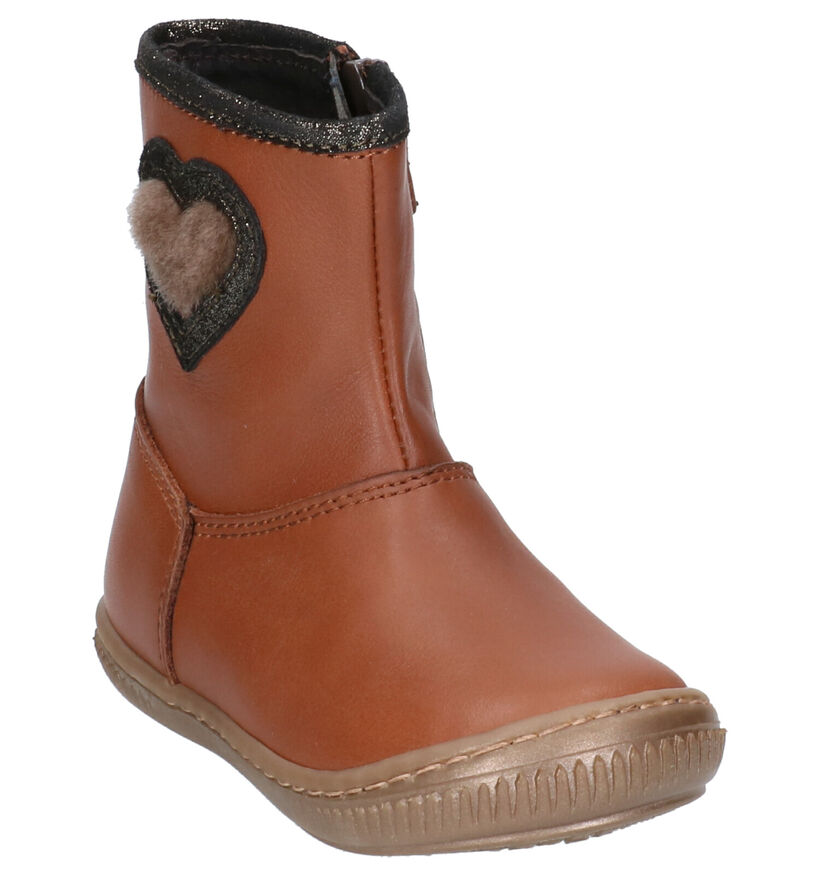 Milo & Mila Bottes basses en Cognac en cuir (255076)