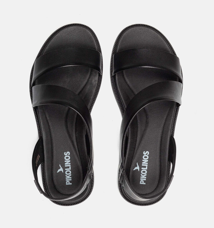 Pikolinos Navia Zwarte Platte Sandalen voor dames (370547)