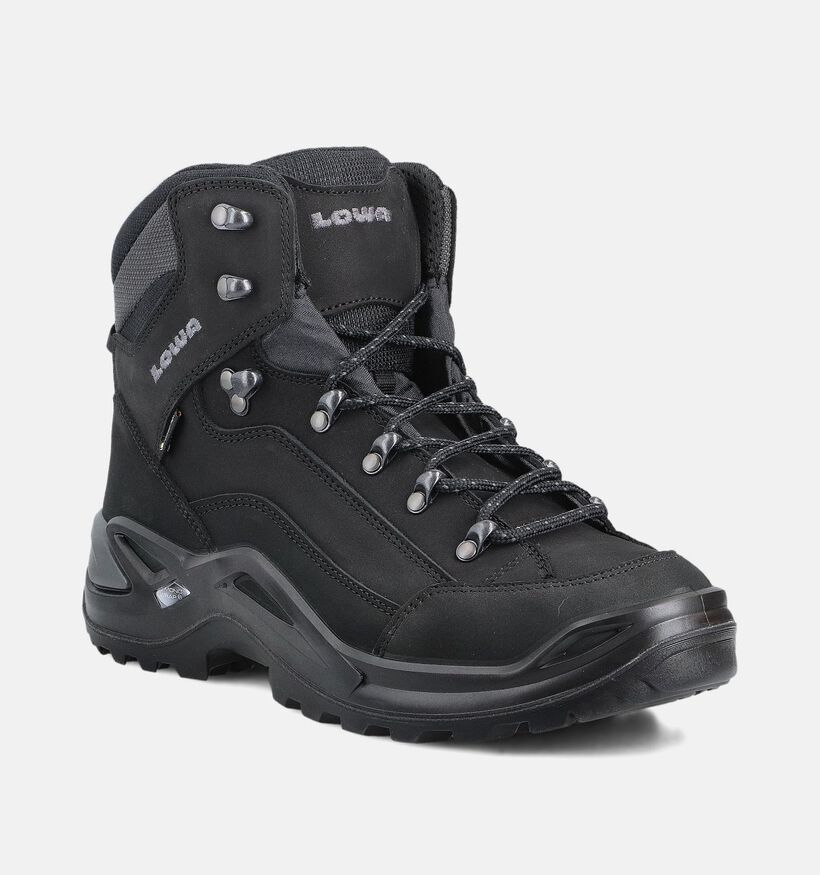 Lowa Renegade GTX MID Chaussures de randonnée en Noir pour hommes (374308) - pour semelles orthopédiques
