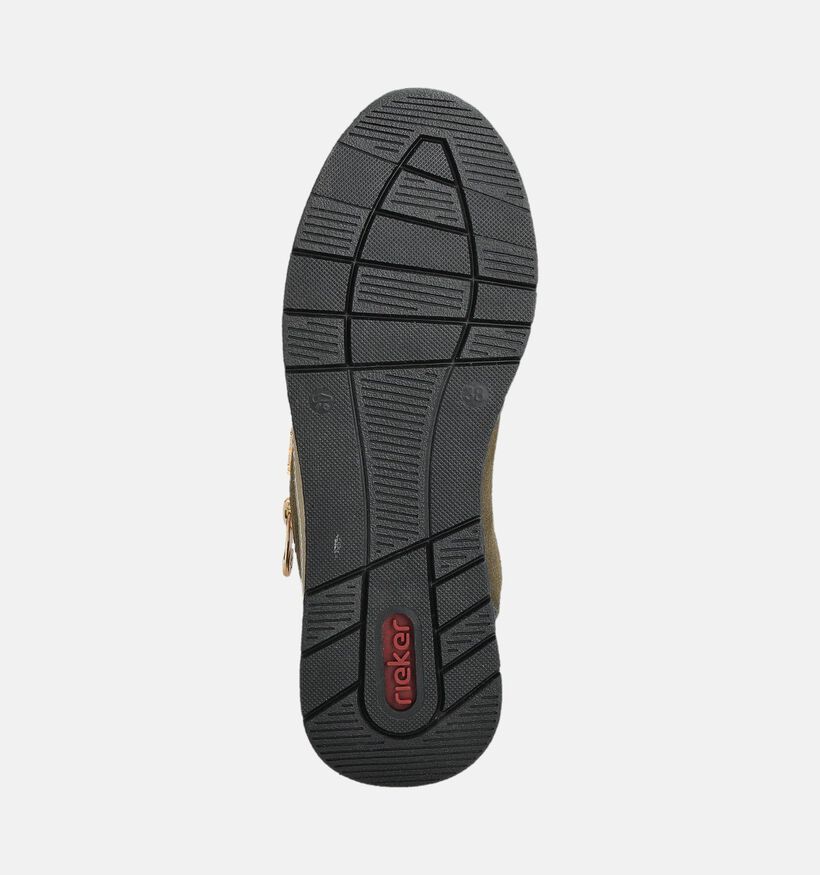 Rieker Kaki/Bruine Sneakers met Veter en Rits voor dames (360487) - geschikt voor steunzolen