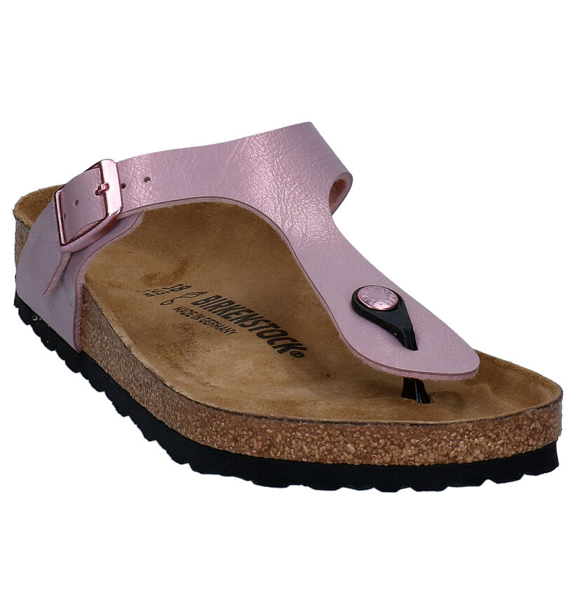 Birkenstock Gizeh Birko-Flor Zwarte Teenslippers voor dames (338058)