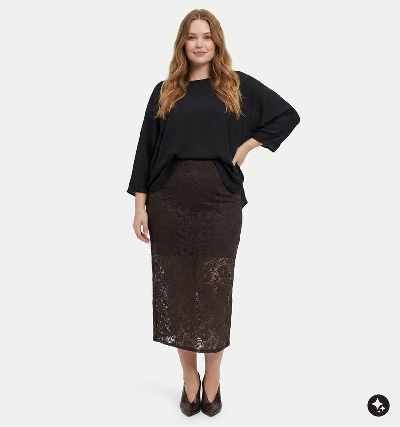 ONLY Carmakoma Carizon Donkerbruine Maxi-Rok voor dames (381916)