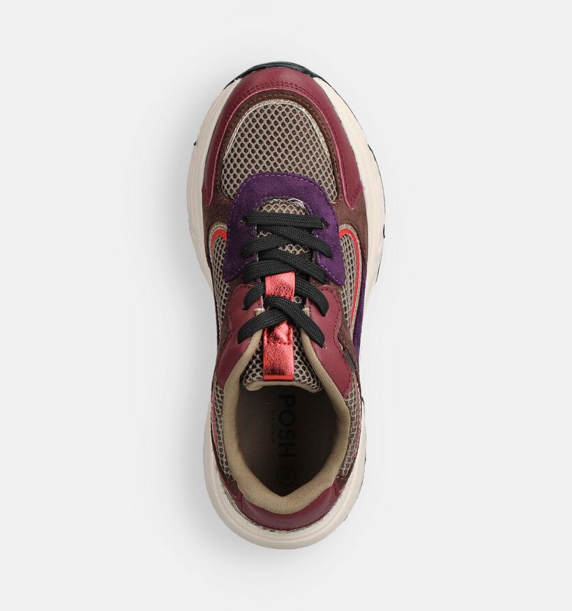 Posh by Poelman Bordeaux/Bruine Sneakers voor dames (361450) - geschikt voor steunzolen