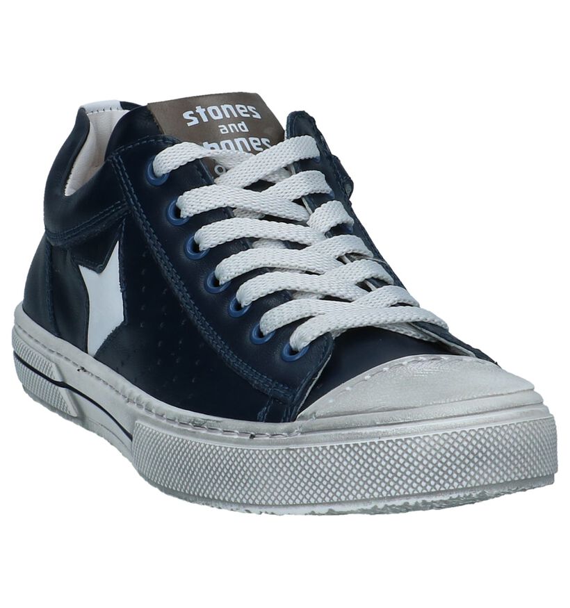 STONES and BONES CORSO Chaussures à Lacets en Bleu en cuir (267212)