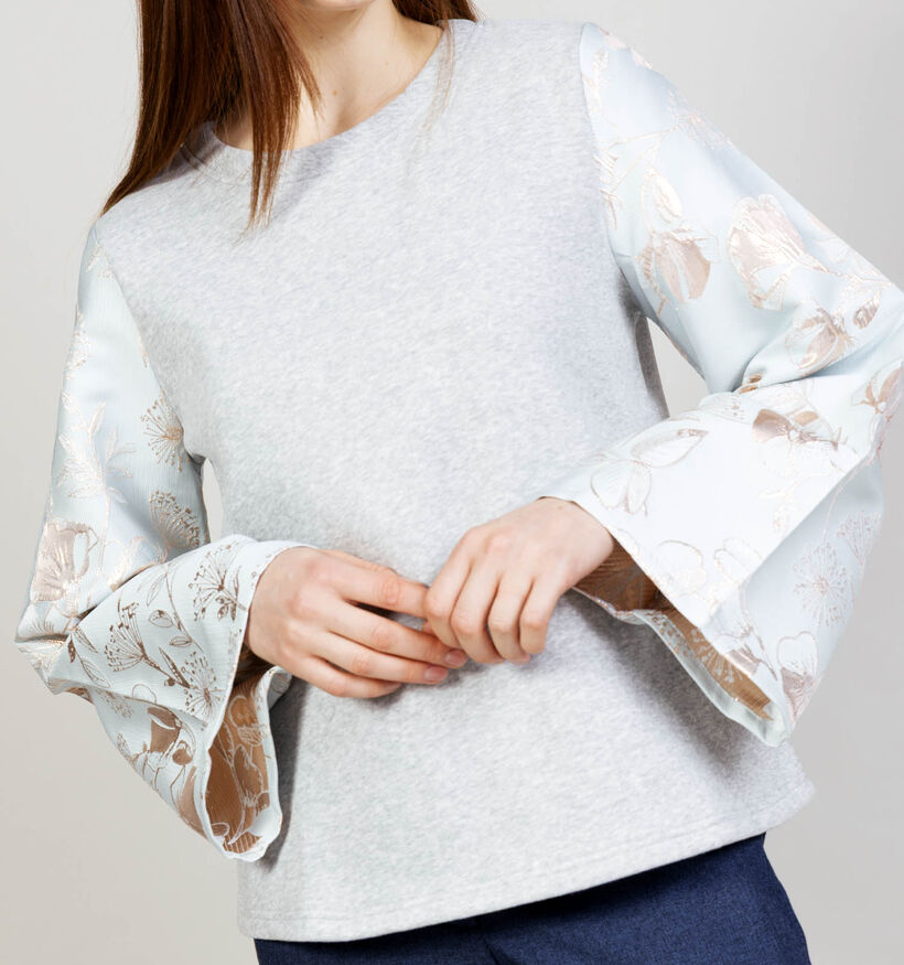 JDY Violet Grijze Sweater met Jacquard Mouwen voor dames (369182)