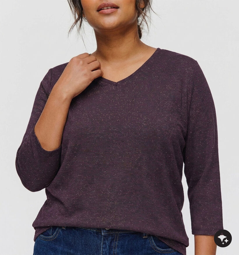 ONLY Carmakoma Glitter Bordeaux T-shirt voor dames (381924)