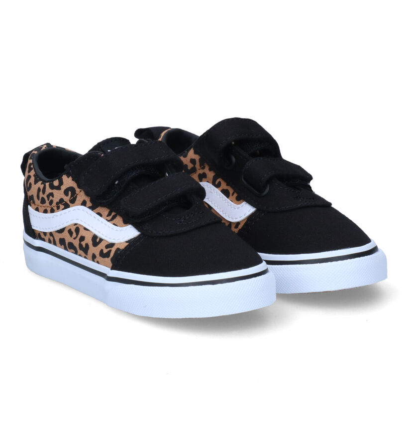 Vans Ward Cheetah Baskets en Noir en textile (303049)