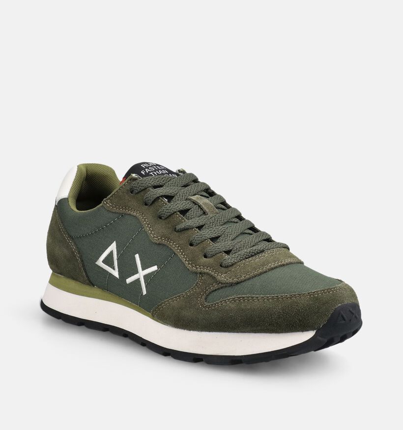 Sun68 Tom Solid Chaussures plates en Vert kaki pour hommes (379395) - pour semelles orthop&eacute;diques