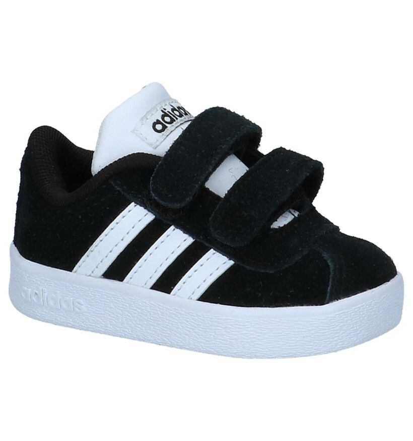 adidas VL Court 2.0 Zwarte Babysneakertjes in daim (221642)