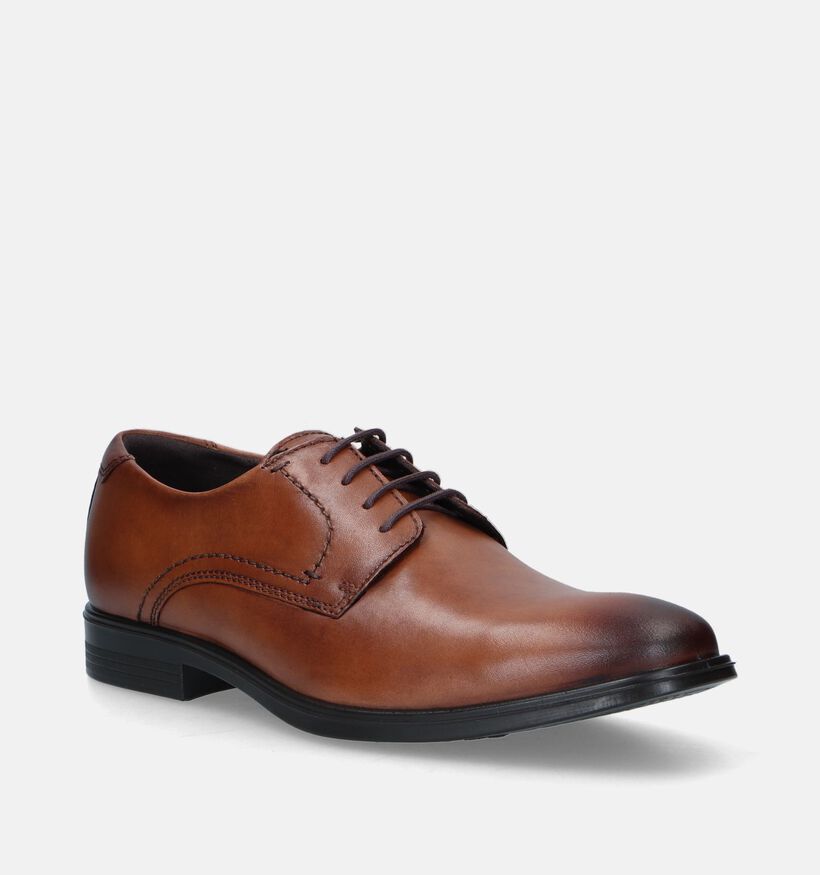 Ecco Melbourne Bruine Geklede Veterschoenen voor heren (270101) - geschikt voor steunzolen