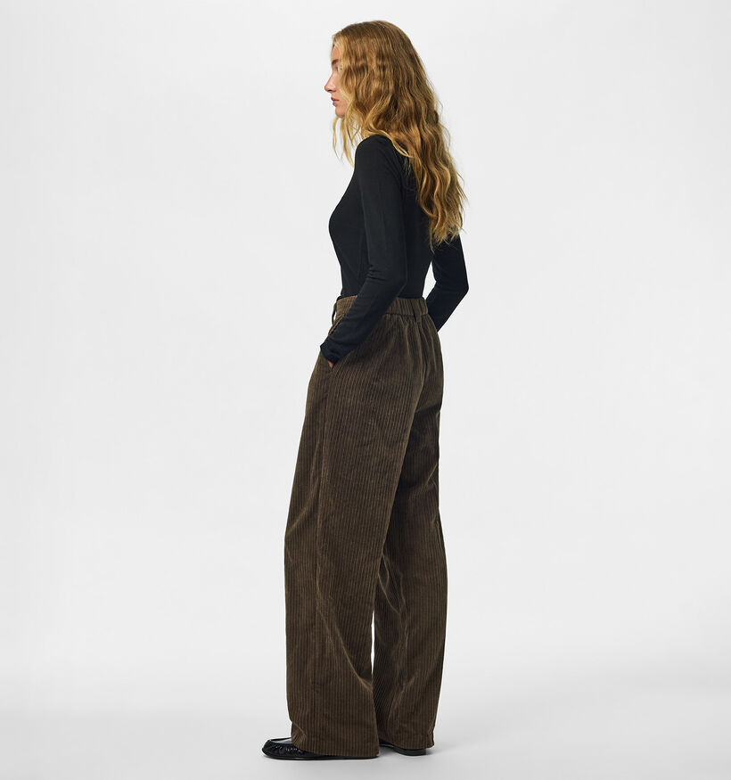 Pieces Audre Cord Donkergroene Geklede Broek voor dames (379333)