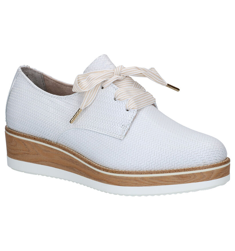 Tamaris Purerelax Witte Veterschoenen in leer (289481)