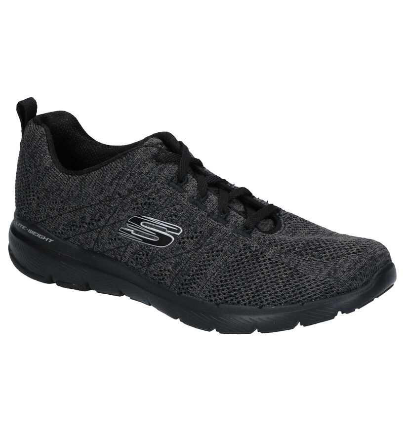 Skechers Flex Appeal Zwarte Sneakers in stof (293949)