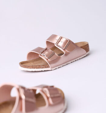 Birkenstock Arizona Nu-pieds Patent White/Electric Metallic Gold/Rose/COPPER HEARTS/Electric Metallic Copper Birko-Flor/Sparkling Light Silver
