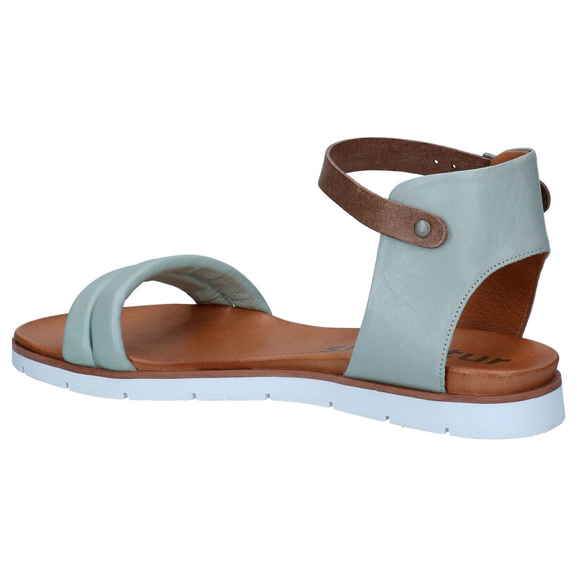 Signatur Sandales plates en Bleu clair en cuir (293035)