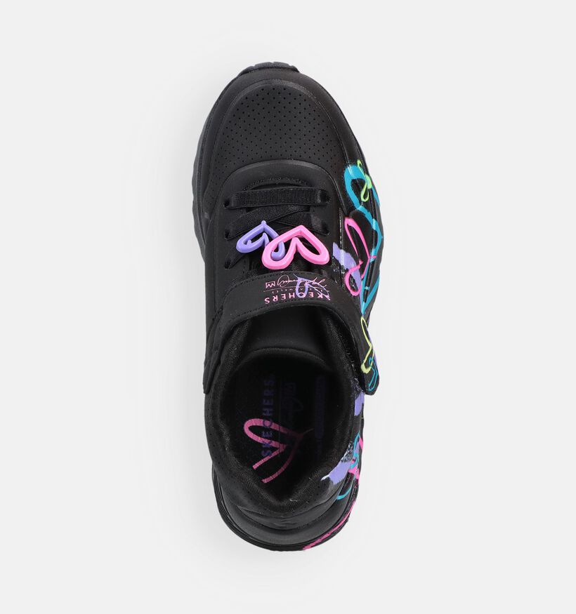 Skechers Uno Lite Heart Status Zwarte Sneakers voor meisjes (376837)