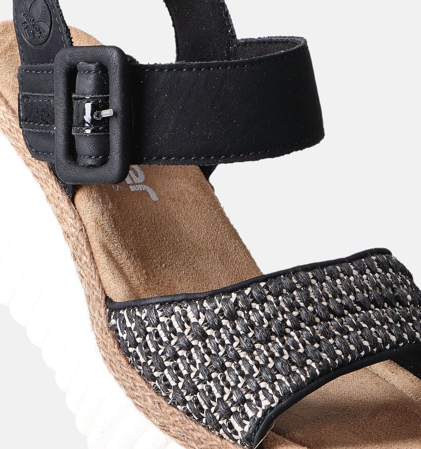 Rieker Zwarte Sandalen met Sleehak voor dames (354991)