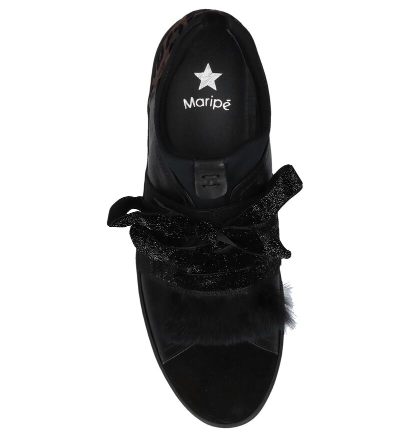 Maripé Zwarte Lage Sneakers in daim (230566)