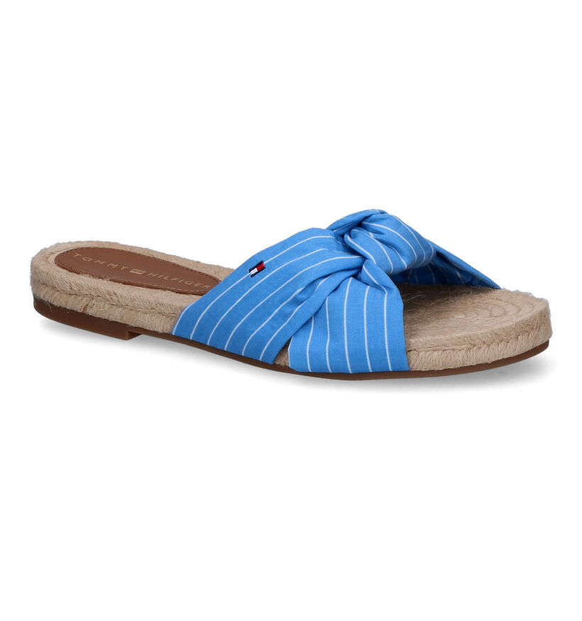 Tommy Hilfiger Stripes Flat Blauwe Slippers in stof (303994)