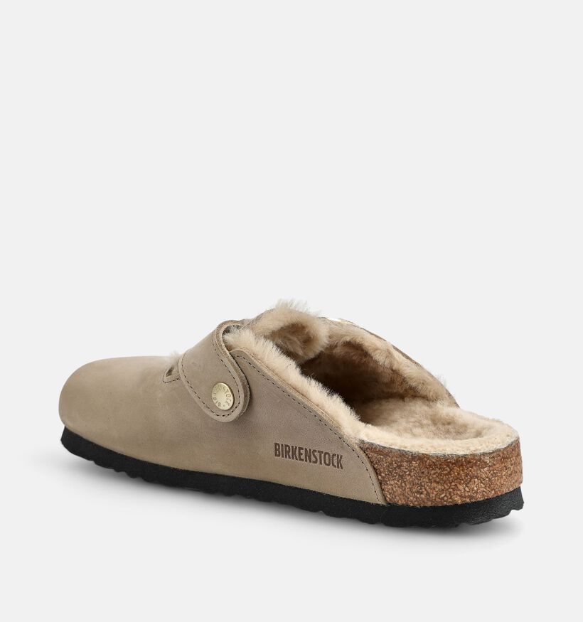 Birkenstock Boston Big Buckle Shearling Bruine Slippers voor dames (376065)