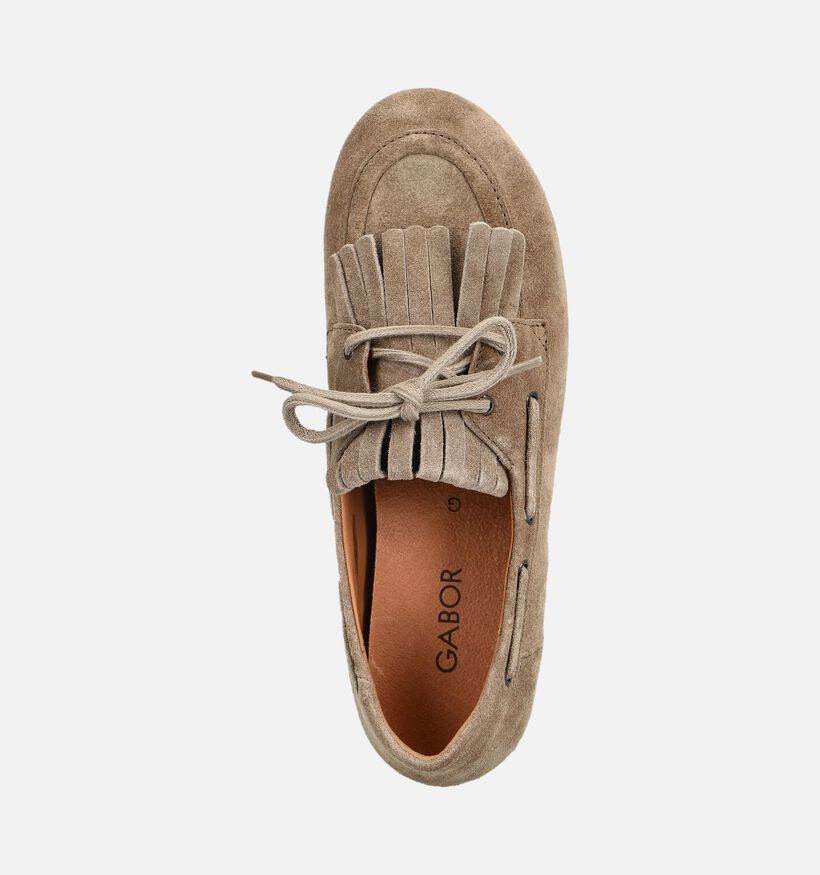 Gabor Donkerbeige Bootschoenen voor dames (378265) - geschikt voor steunzolen