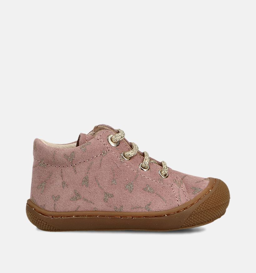 Naturino Cocoon Suede PR. Glitter Roze Babyschoenen voor meisjes (364239) - geschikt voor steunzolen