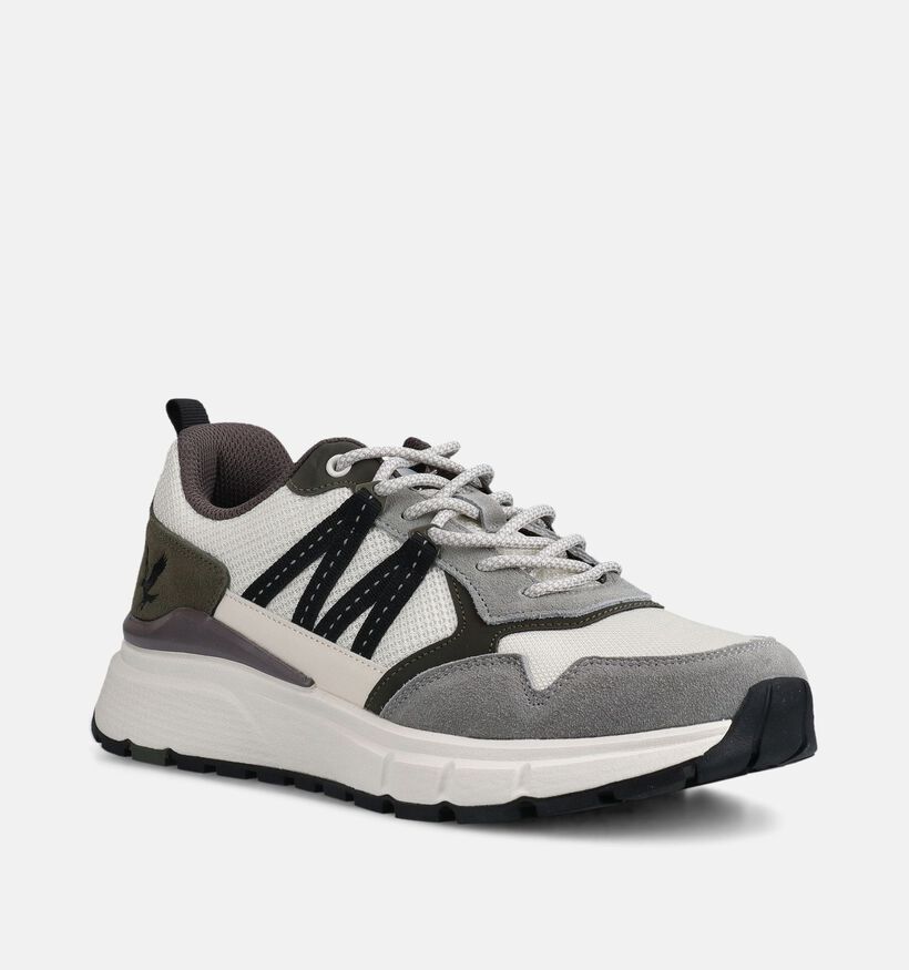 Lyle & Scott Lennox Baskets basses en Ecru/Gris pour hommes (369043) - pour semelles orthop&eacute;diques