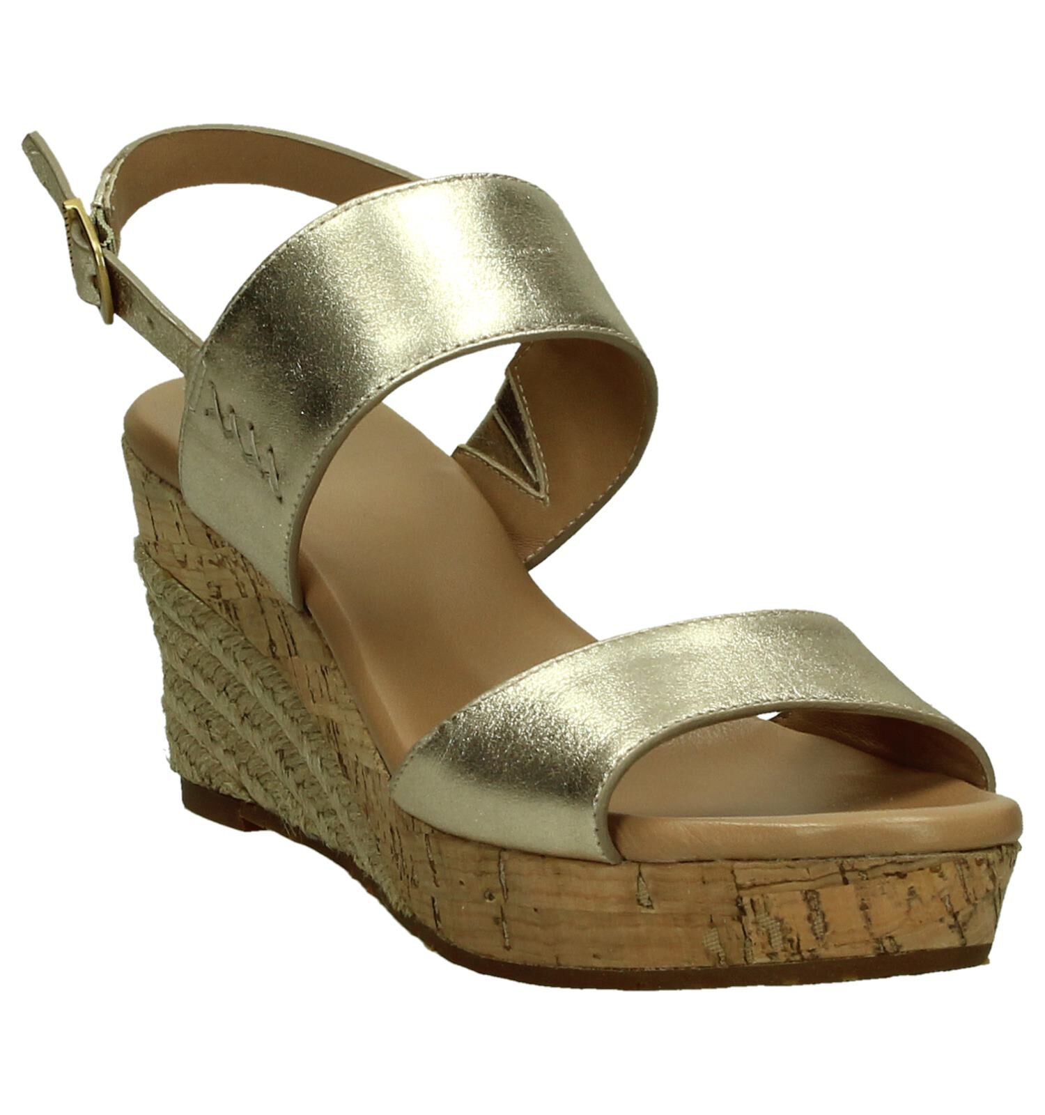 UGG Elana Gouden Sandalen met Sleehak Dames Sandalen Online op TORFS.BE