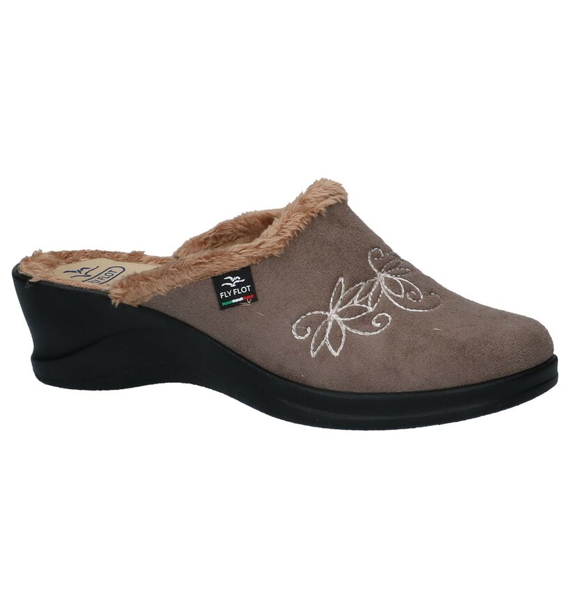 Taupe Pantoffels Fly Flot in stof (232739)