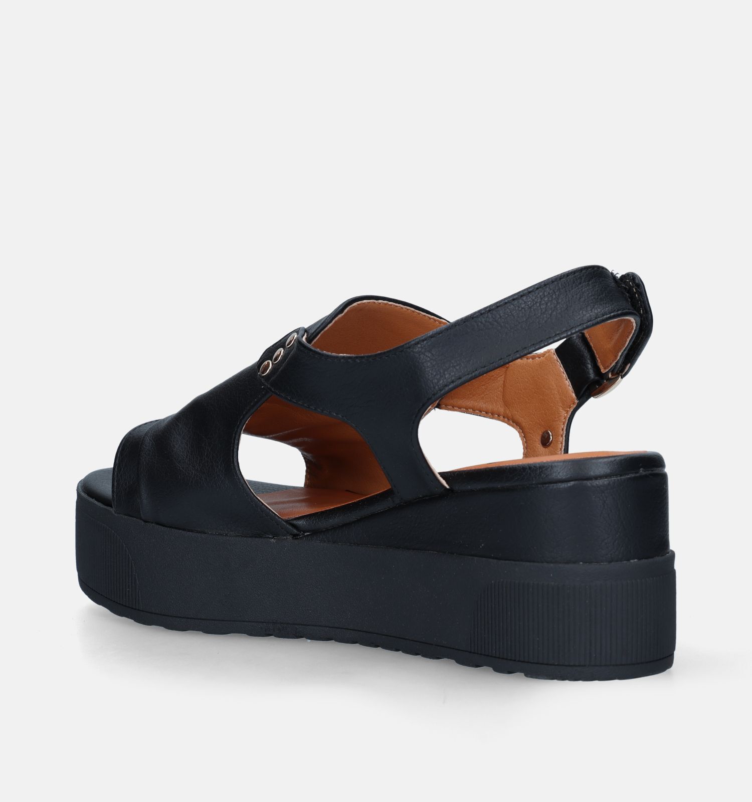 Mustang Zwarte Sandalen Met Plateauzool Dames Sandalen Online op TORFS.BE