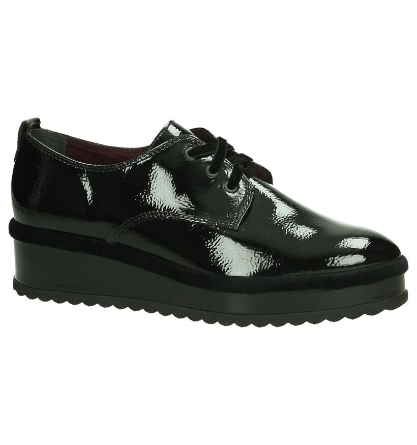 Zwarte Lakleren Tamaris Veterschoenen in kunstleer (202604)