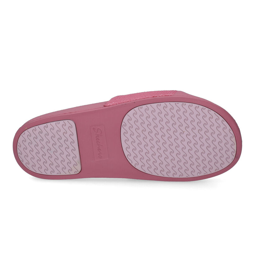 Skechers Pop Ups Indisturbed Roze Badslippers in stof (305703)