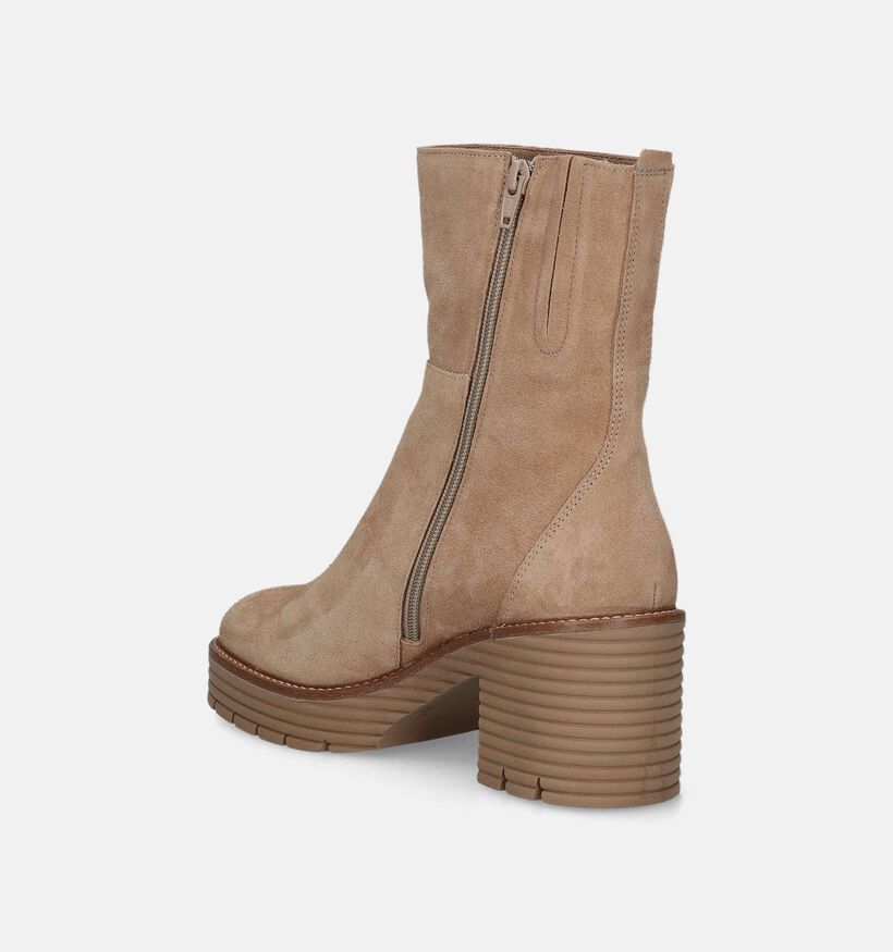 Softwaves Beige Enkellaarzen met blokhak voor dames (347388)