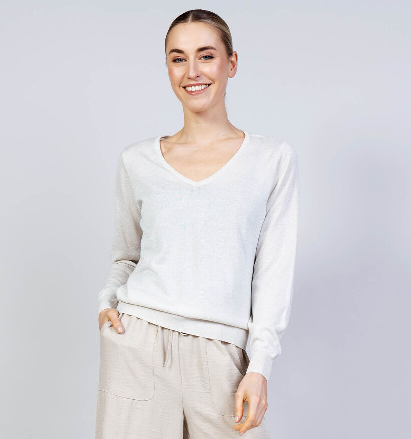 Vero Moda Blaze Glitter Pull en Beige pour femmes (367147)