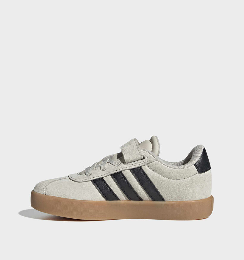 adidas VL Court 3.0 Baskets en Gris/Noir pour filles, gar&ccedil;ons (366788) - pour semelles orthop&eacute;diques