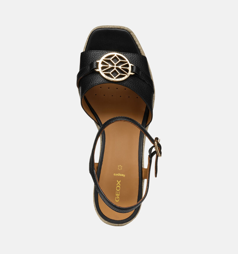Geox Panarea Sandales avec talon compensé en Noir pour femmes (353778)