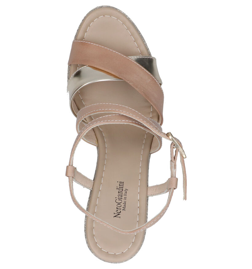 NeroGiardini Sandales compens&eacute;es en Beige en cuir (274335)